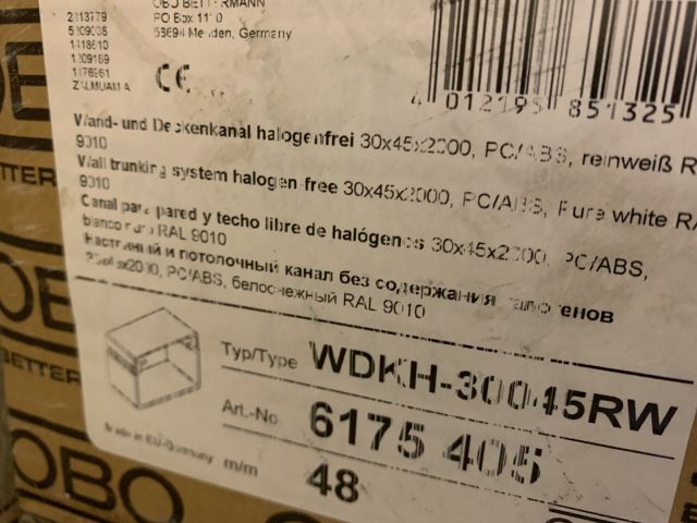 824435-12 Inventory OBO Betterman duct covers, etc. cable reels etc.