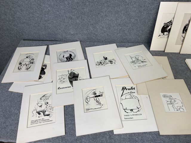 804242-2 Illustrations, political satire, Folke Johansson, 80+ pcs