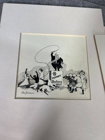 804242-6 Illustrations, political satire, Folke Johansson, 80+ pcs