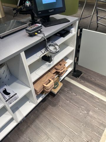 867639-7 Checkout counter 180 cm with revolving doors