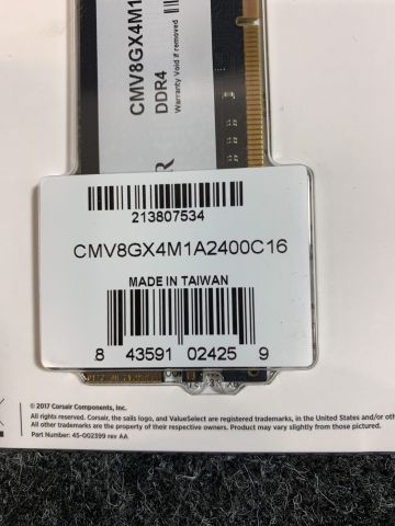 872961-3 RAM Corsair Value Select DDR4 2400MHz 8GB