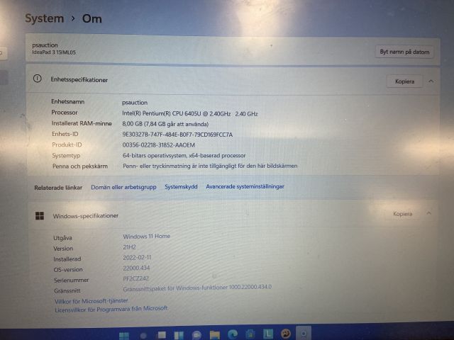 849185-7 Lenovo Laptop IdeaPad 3 15IML05