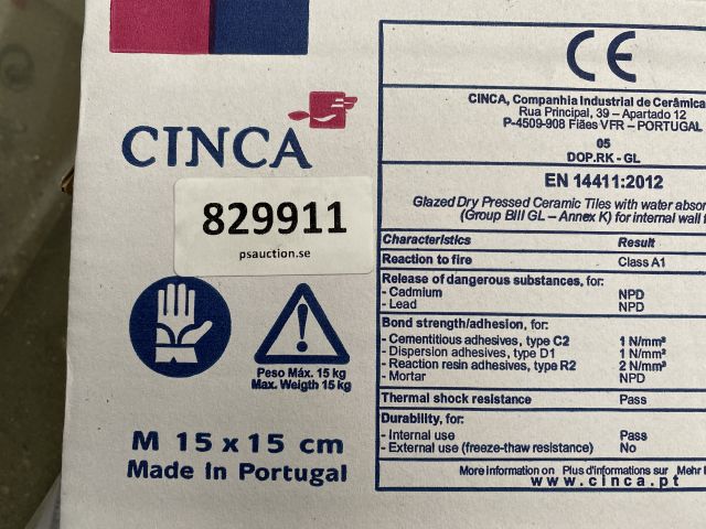 829911-5 Tiles from cinca, m15x15, Tot about 72m2