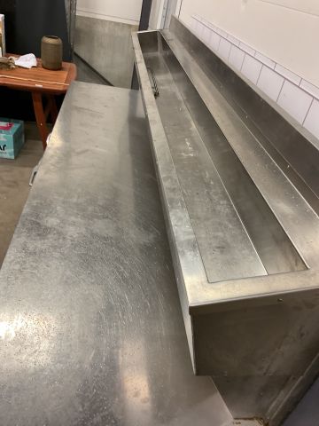 836745-3 Stainless steel bench with gutter and cabinet