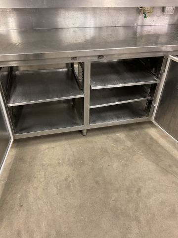 836745-4 Stainless steel bench with gutter and cabinet