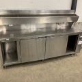 836745-5 Stainless steel bench with gutter and cabinet