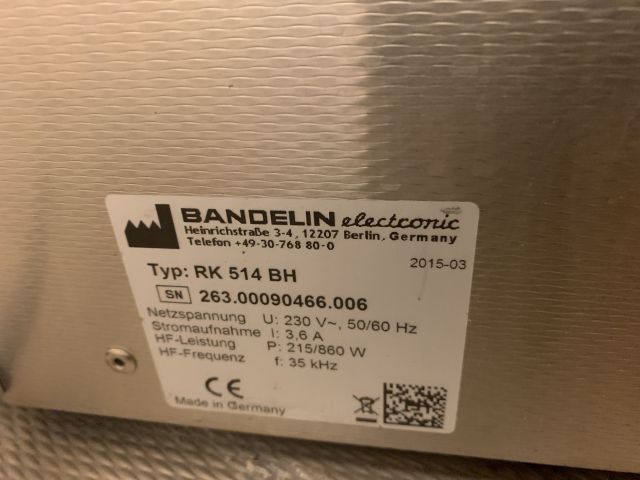 876420-5 Ultrasonic washing Bandelin Sonorex RK 514 BH -2015