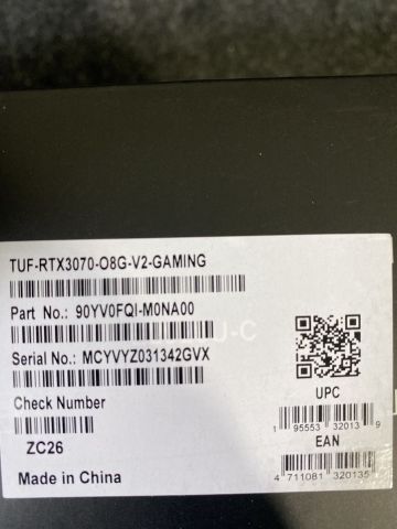 878205-3 Graphics Card ASUS Geforce RTX 3070 TUF Gaming OC V2 (LHR) 8GB