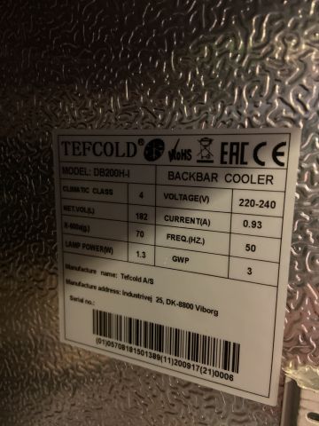 865729-4 Glass cooler Tefcold DB200H-I