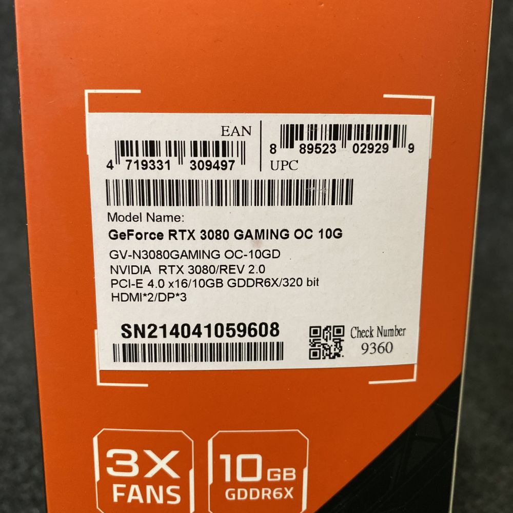 Graphics Card Gigabyte GeForce RTX 3080 GAMING OC 10G 2.0 (LHR)