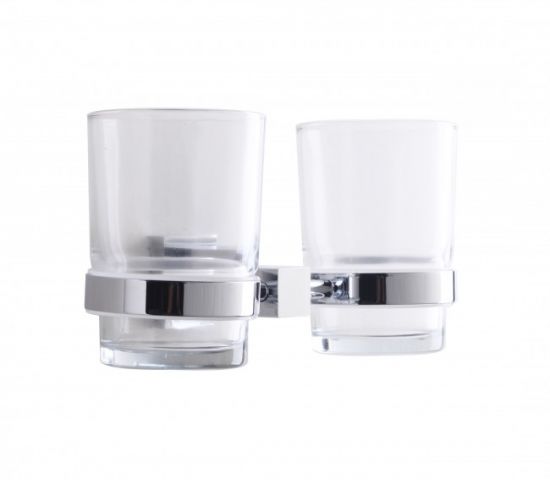 890343-1 Toothbrush glass double with chrome holder - SW1331