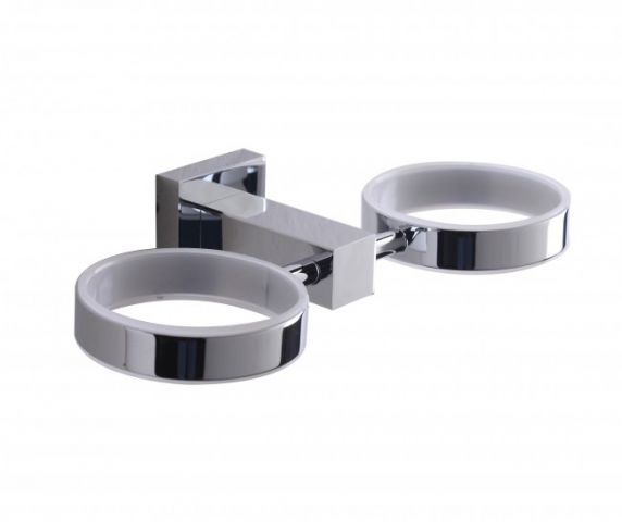 890343-2 Toothbrush glass double with chrome holder - SW1331