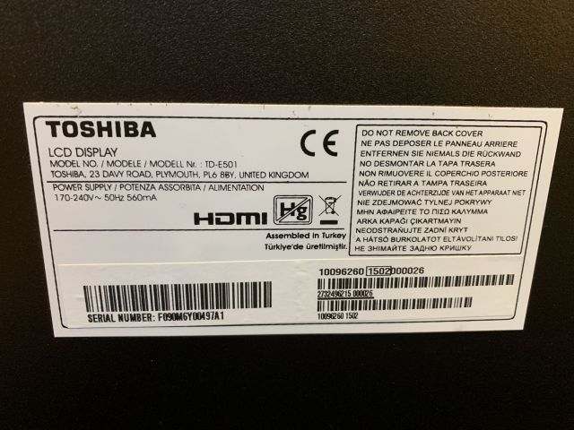 803076-9 Toshiba lcd display TD-E501 incl. stand and case