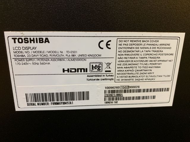 803076-10 Toshiba lcd display TD-E501 incl. stand and case