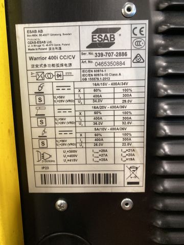 878950-16 Multi-method welding ESAB Warrior 400i CC / CV