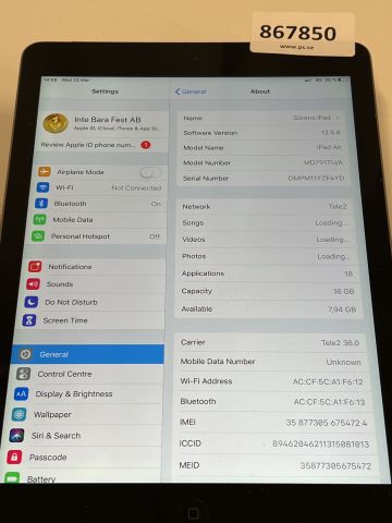 867850-4 iPad Air (1st generation) - 2013/2014 - FREE SHIPPING