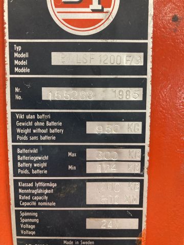 890178-8 Road stacker BT LSF 1200 F / P -1985