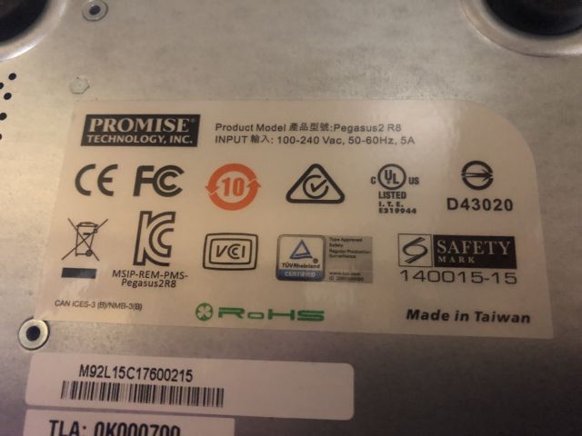 893724-7 1 pcs Hard drive Promise Pegasus2 R8 18TB