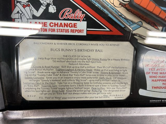 895135-11 Pinball Bugs Bunny`s Birthday ball -1990