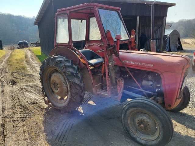 896340-3 Massey Ferguson 35 Tractor with front loader and spring harrow