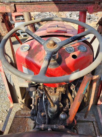 896340-29 Massey Ferguson 35 Tractor with front loader and spring harrow