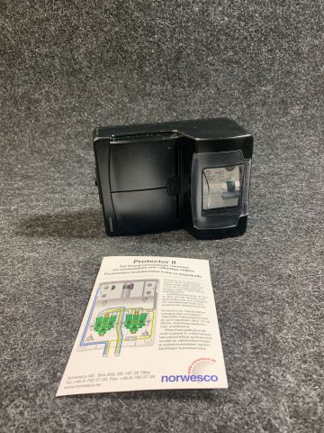 900180-5 Wall socket Norwesco 470055 with earth fault circuit breaker, black