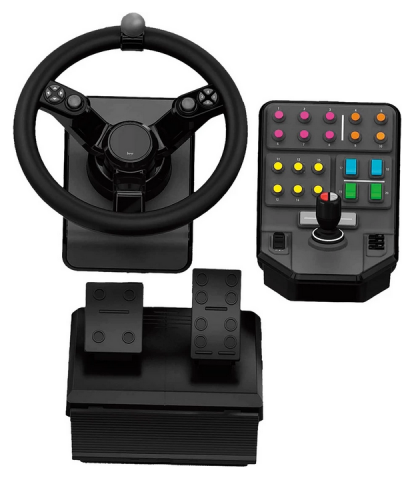 901639-1 Steering wheel with pedals and switchboard, Logitech Saitek Farm Simulator Bundle
