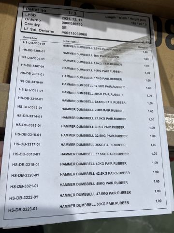 867902-2 Hammer Strength Dumbbells - Rubber - Set of 20 pairs - 2.5 - 50 kg