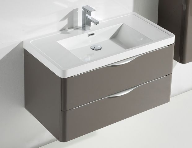 903097-2 Sylvia gray-brown 90 cm washbasin + chest of drawers - Sw1411.h + sw1417t