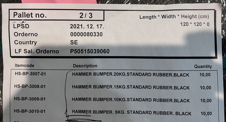 867901-4 Hammer Strength Standard rubber bumpers, 5-25 kg, 50 pcs