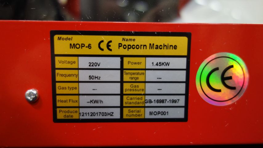 883443-7 Popcorn machine - MOP6