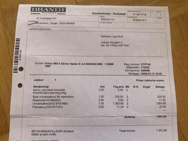 905083-73 Volvo S90 - 1997