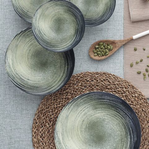 906777-5 Hermia multicolor plate set 24 parts - Shipping included