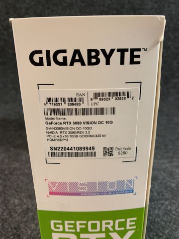 908562-3 Graphics Card Gigabyte GeForce RTX 3080 VISION OC 10G 2.0 (LHR)
