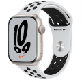 908606-1 Apple Watch Nike Series 7 GPS, 45mm Starlight Aluminum Case with Pure Platinum / Black