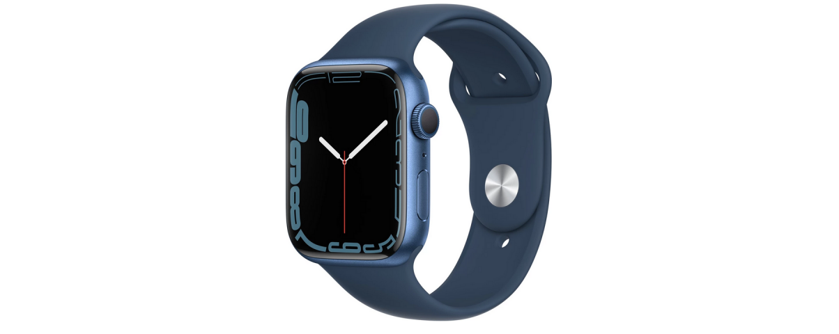 909101-1 Apple Watch Series 7 GPS, 45mm Blue Aluminum Case with Abyss Blue Sport Band - Regular