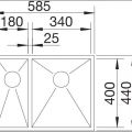 909845-3 Stainless steel sink BLANCO ZEROX 340/180-IF RIGHT