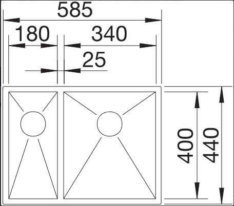 909845-3 Stainless steel sink BLANCO ZEROX 340/180-IF RIGHT