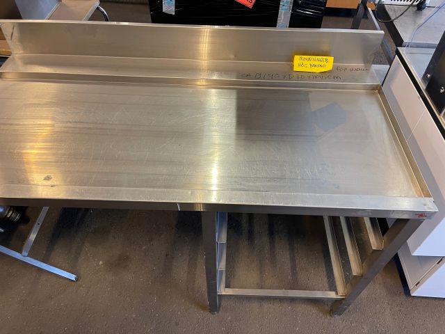 480388-2 Dispensing bench with guides for dish baskets. About 140x65x90cm