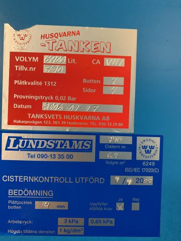 810301-3 Oil tank for engine oil 6900 liters with oil pump