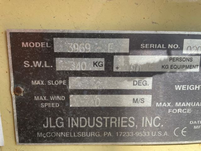 892579-12 Electric Scissor Lift JLG Sizzor 3969-E (619 H) -2000