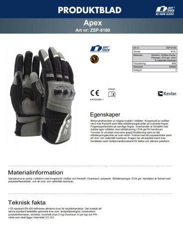 911899-5 2 par Soft Touch® Apex motorcykelhandske ( L)