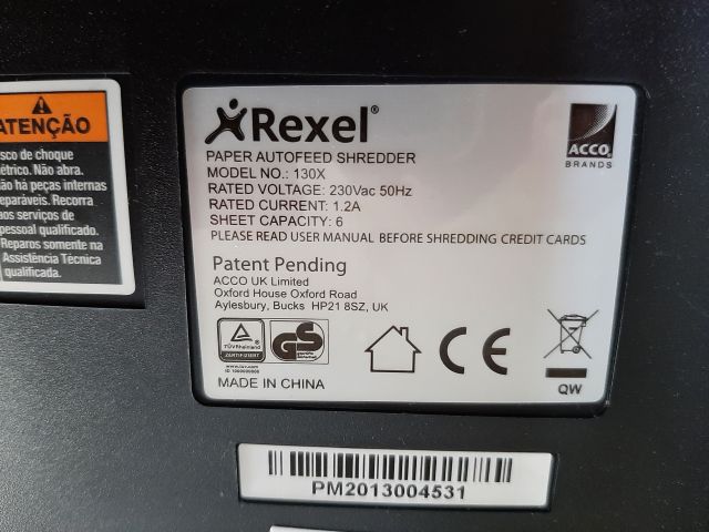 868256-6 Shredder, Rexel 130X