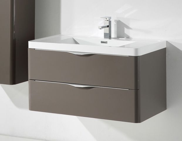 913356-1 Sylvia gray-brown 90 cm washbasin + chest of drawers - Sw1411.h + sw1417t