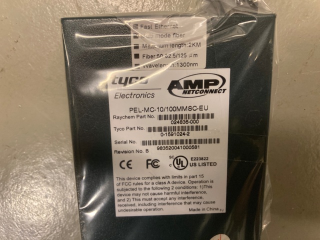 916101-4 Tyco PEL-MC-10/100 Ethernet Media Converter x 3