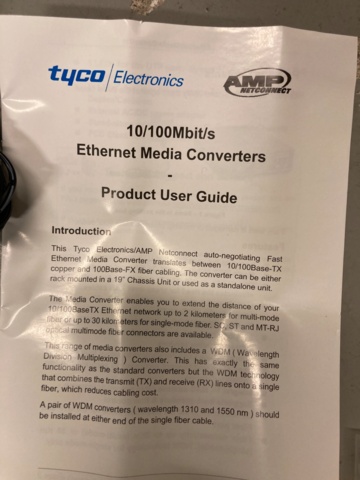 916101-6 Tyco PEL-MC-10/100 Ethernet Media Converter x 3