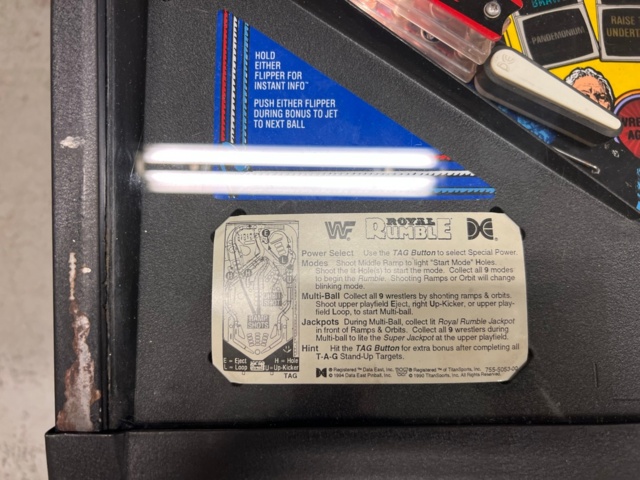 895433-7 Pinball Game Data East WWF Royal Rumble -1994