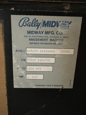 895434-12 Pinball Bally Harley Davidson -1991