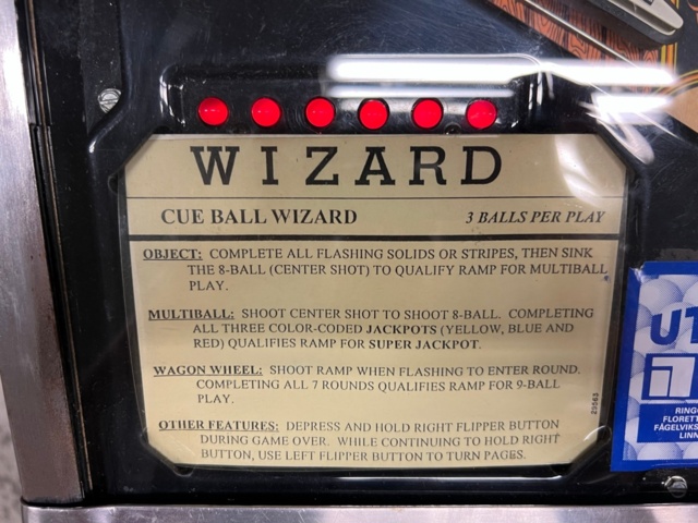 895435-9 Pinball Gottlieb Cue Ball Wizard -1992