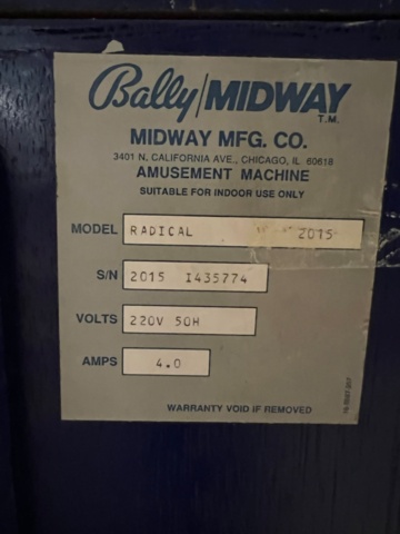 895436-11 Pinball game Bally Radical! -1990